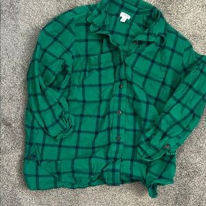 Jcrew Green Plaid Button-Up Shirt